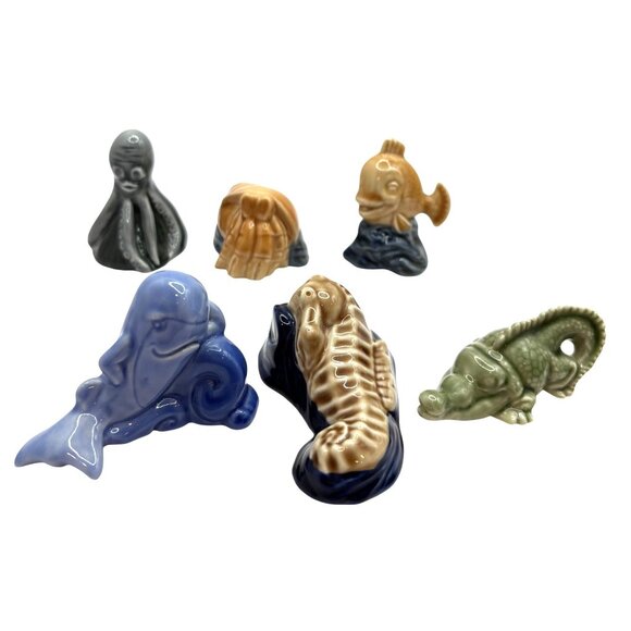 Wade Water Life Complete Set 1997 Octopus Crab Goldfish Whale Seahorse Alligator - Picture 1 of 7